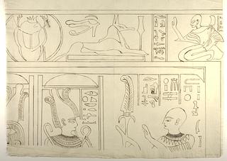 D1213 Motiv med figurer og hieroglyffer, øverste højre parti