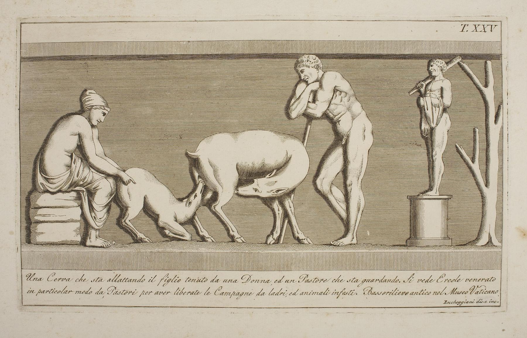 En hyrde og en kvinde overværer et kid die, Herkules-skulptur, E1510