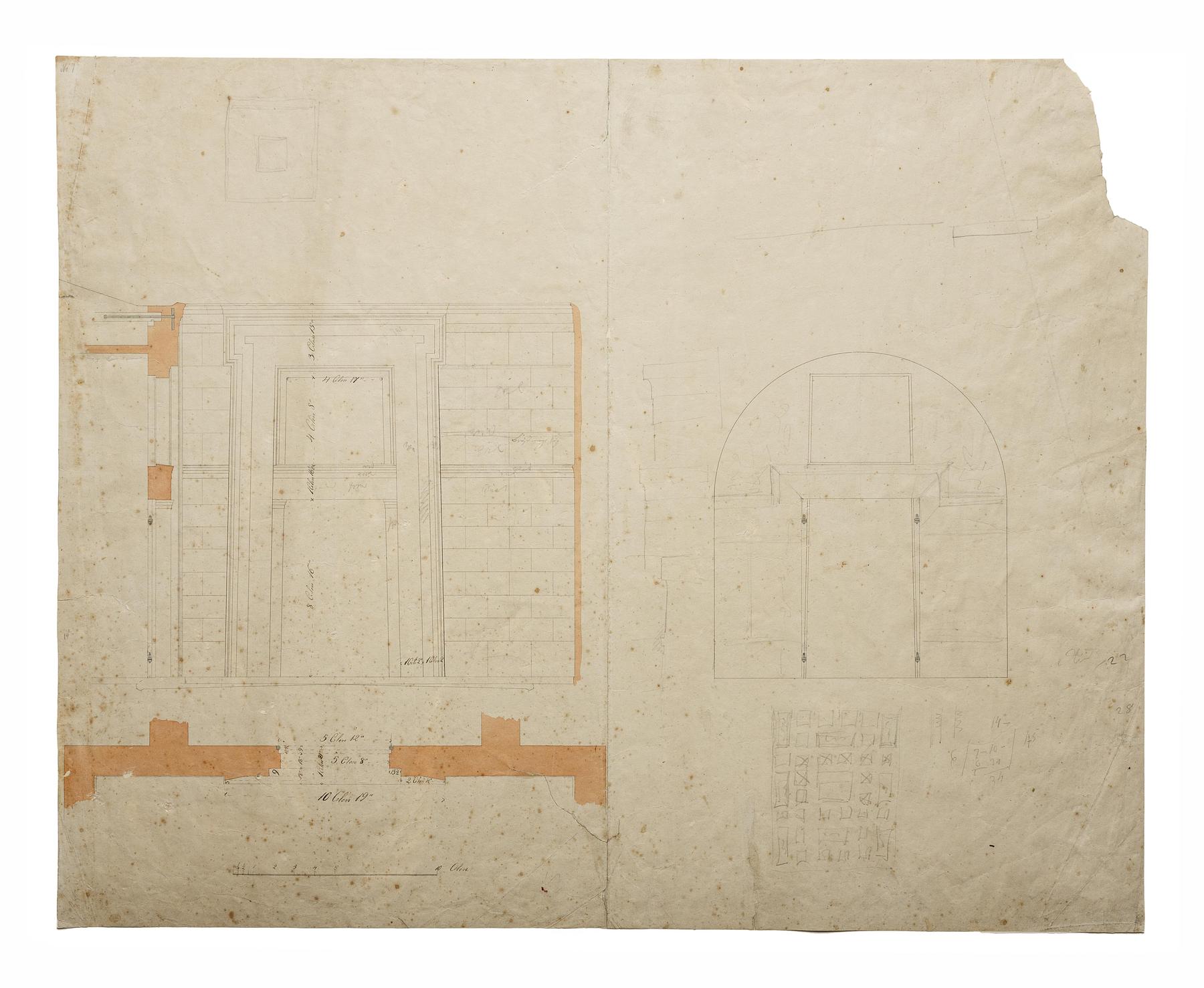 Thorvaldsens Museum, Ground Plan and Elevation for the Portal to The Christ Hall, D1765