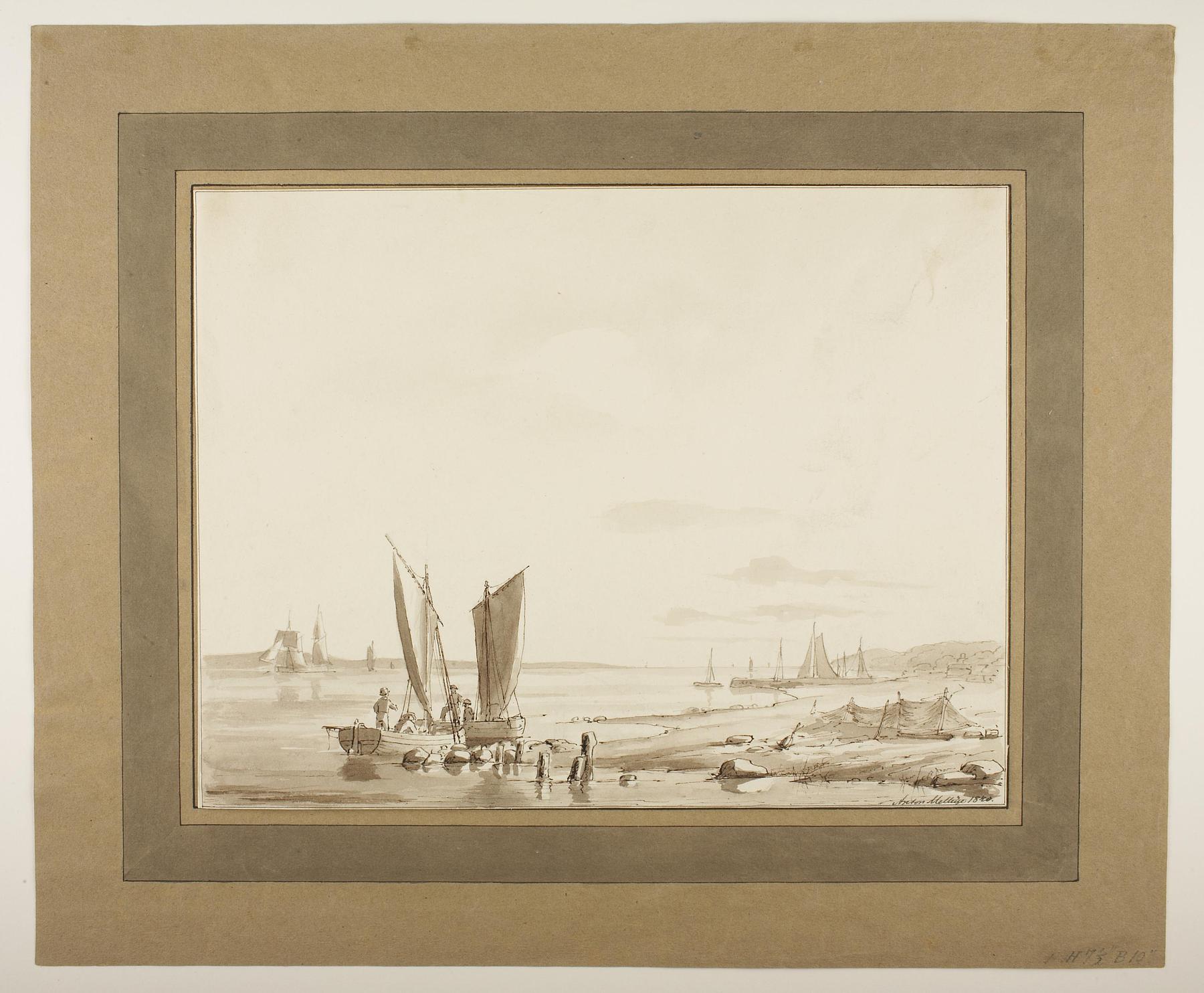 Beach with fishing vessels, D1006