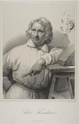E20 Portrait of Thorvaldsen modelling the bust of Vernet