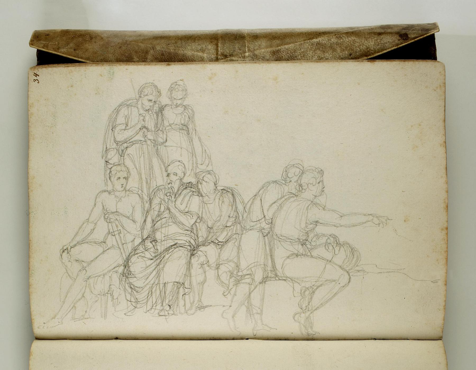 Group of standing and seated men, C562,34r
