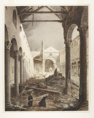 D767 The Church of San Paolo Fuori le Mura the Day After the Fire of 1823
