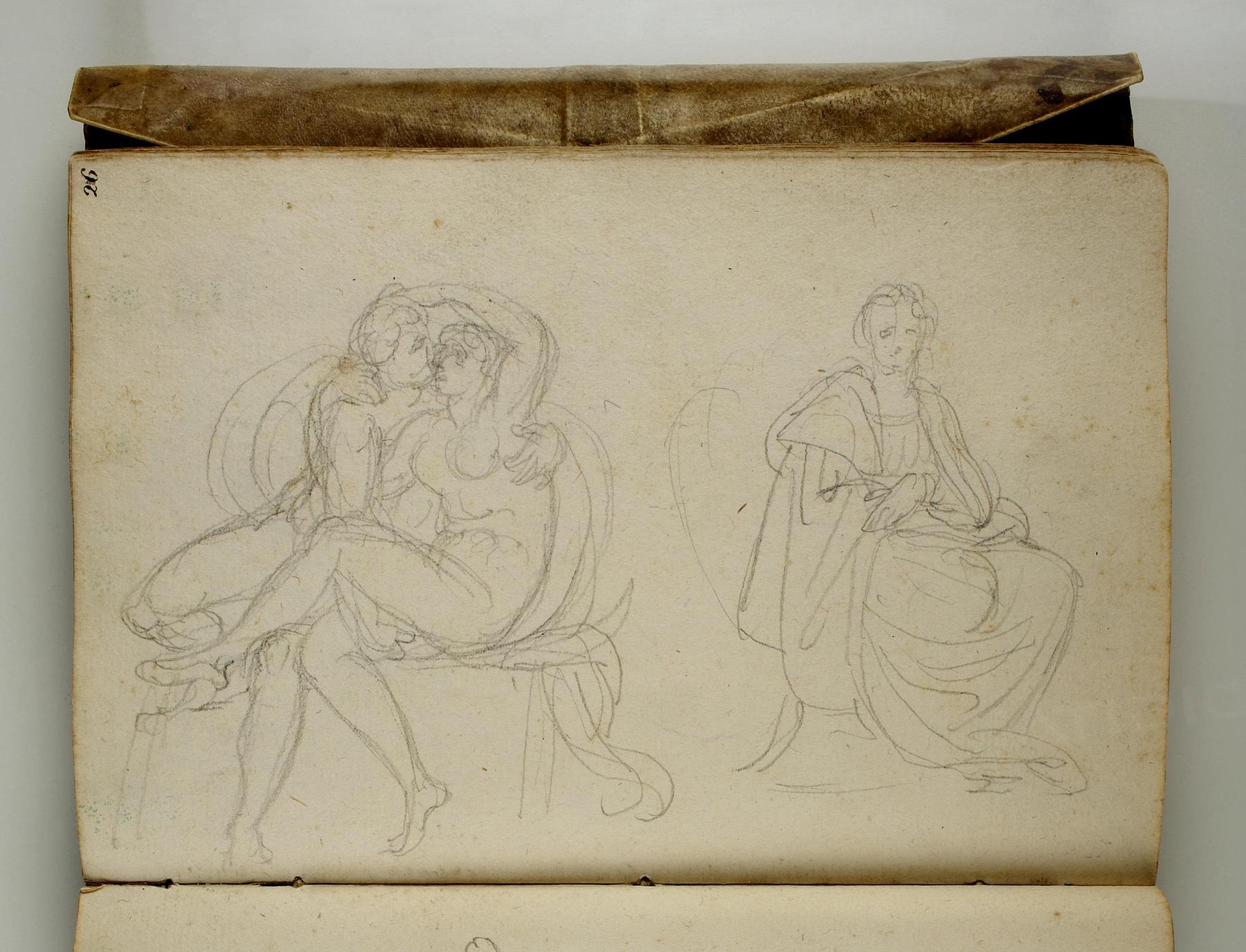 Man and woman embrace. Seated woman, C562,26r