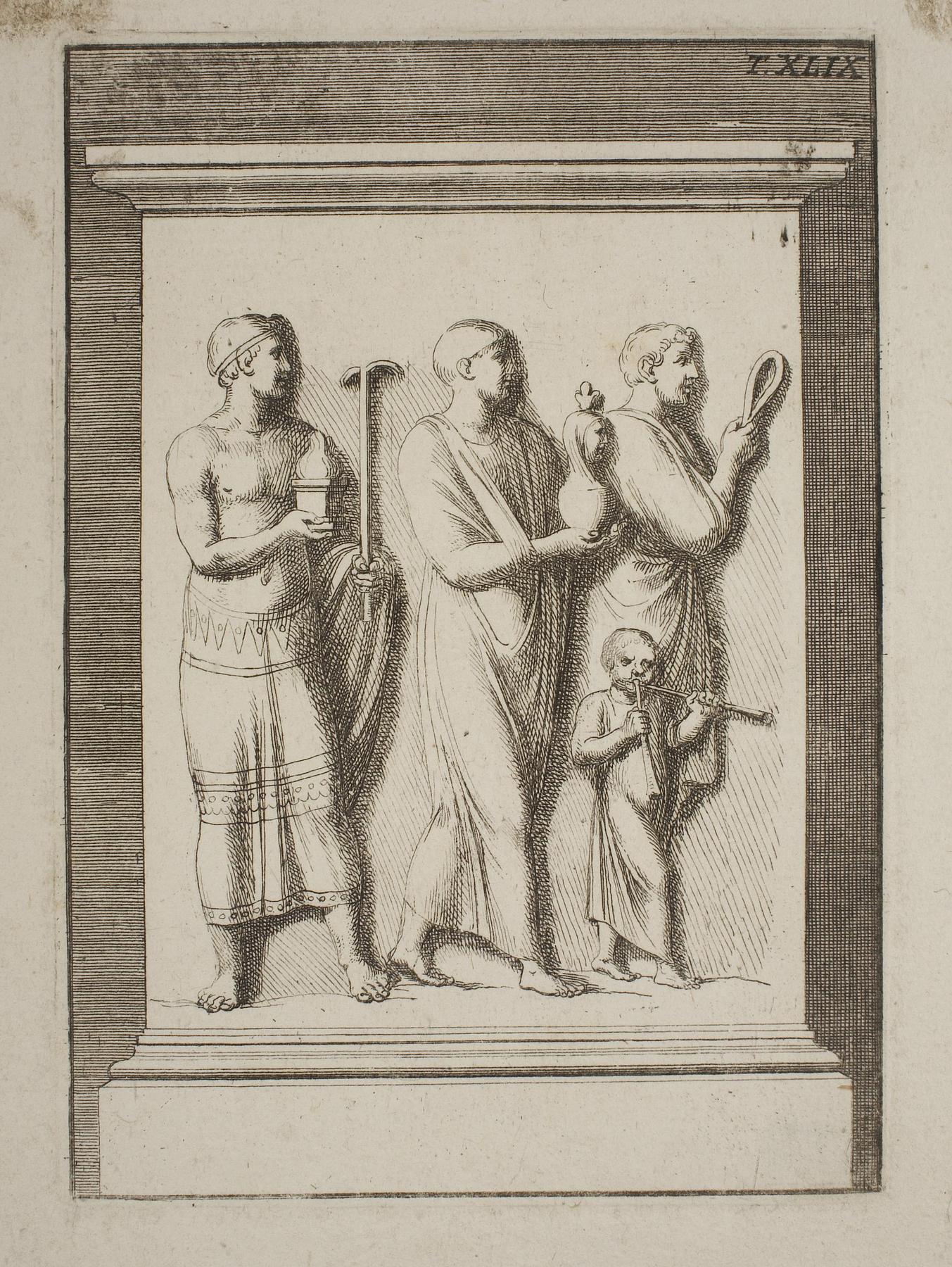 Procession of three men and a child, E1519