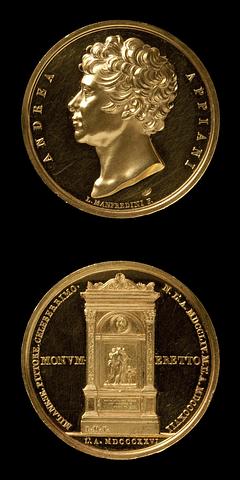 F15 Medal obverse: Andrea Appiani. Medal reverse: Monument to Andrea Appiani