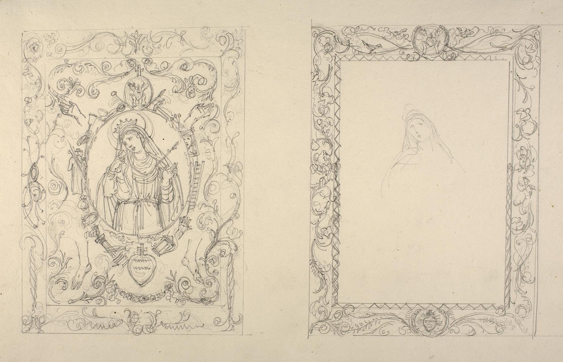 Maria som Mater dolorosa. Symboler på Kristi lidelseshistorie, D545