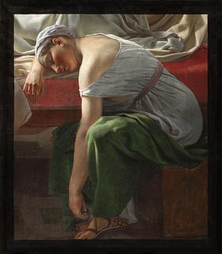 B209 En sovende kvinde i antik dragt, Alkyones amme