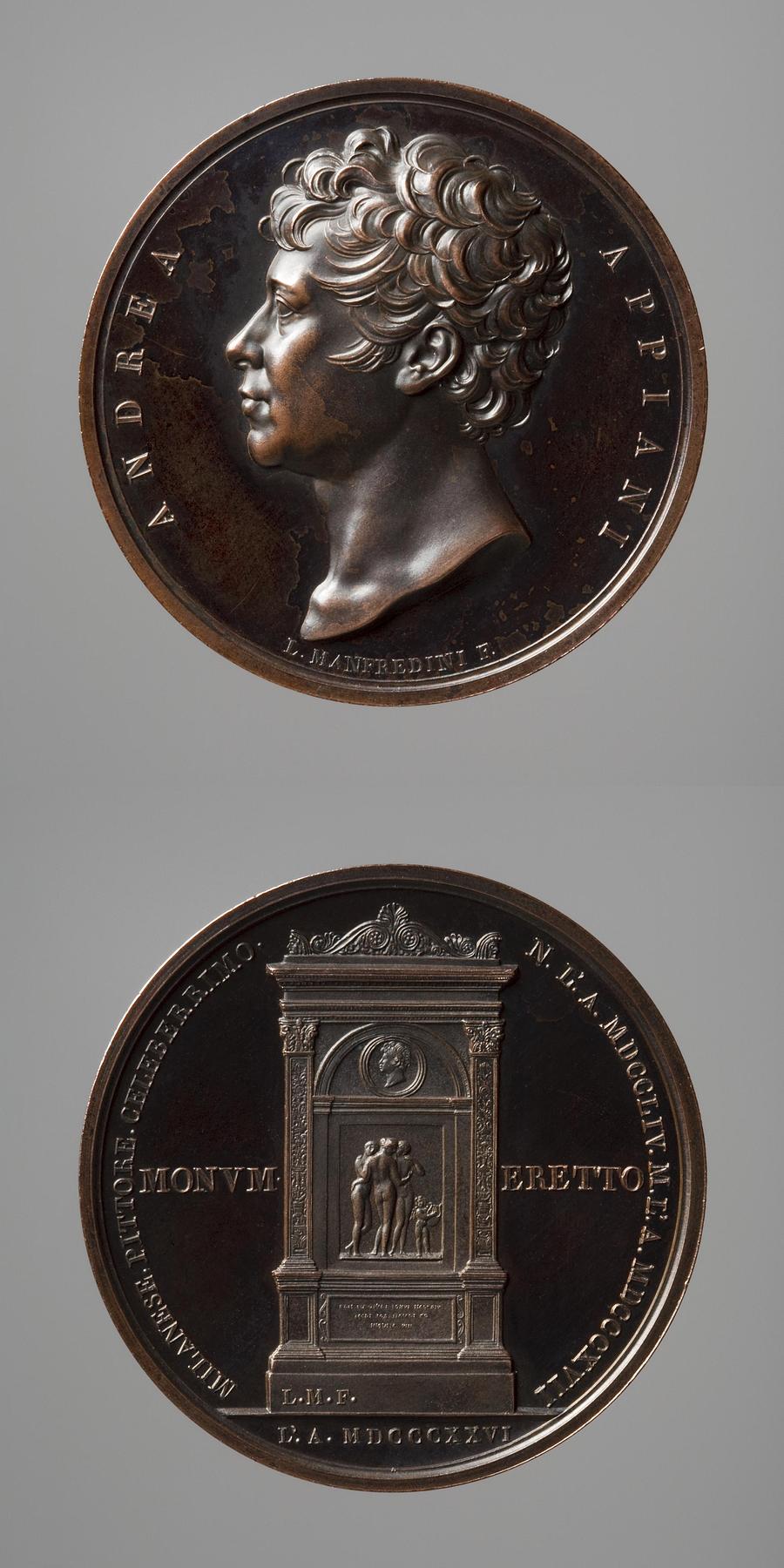 Medal obverse: Andrea Appiani. Medal reverse: Monument to Andrea Appiani, F17