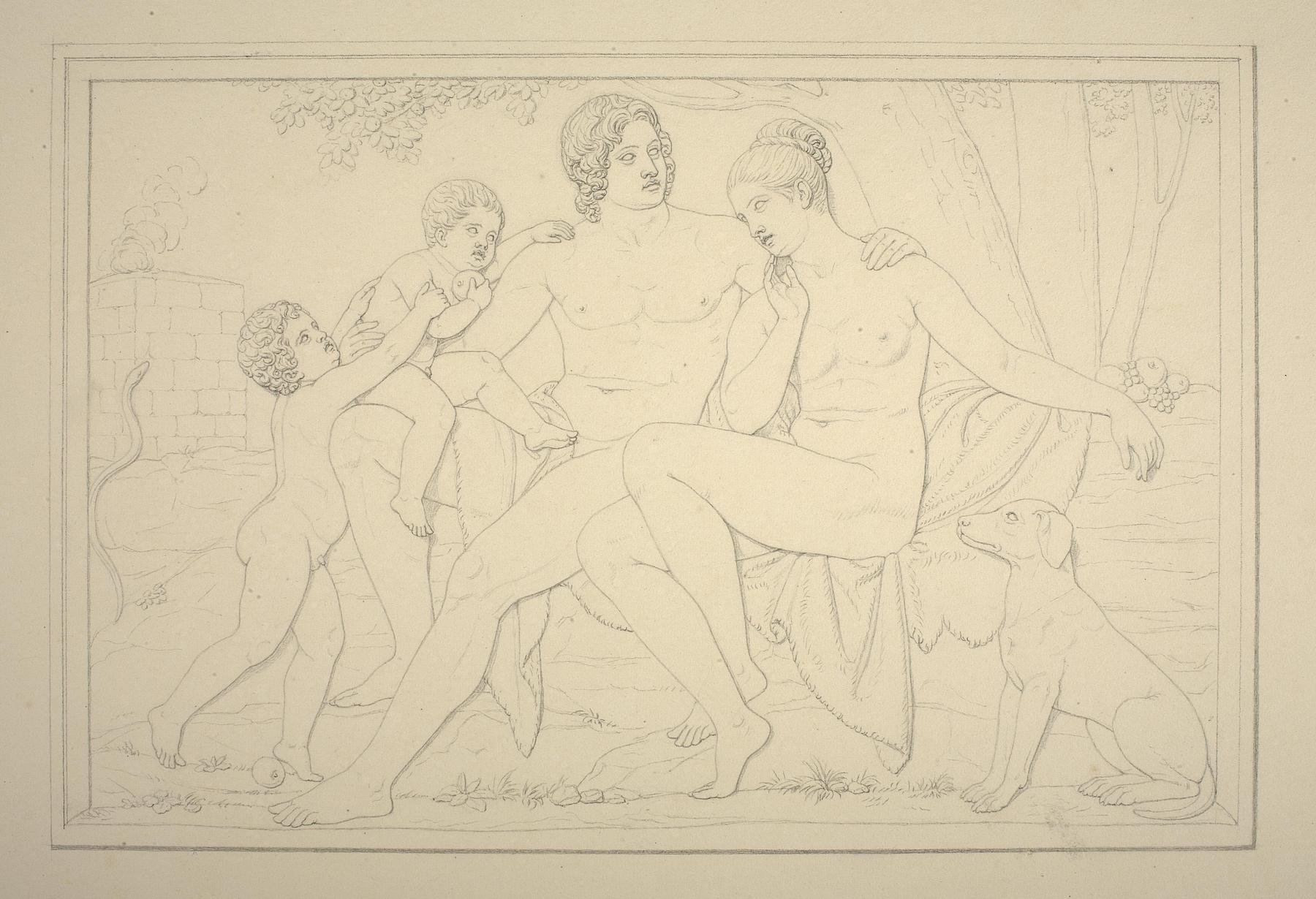 Adam og Eva med Kain og Abel, D347