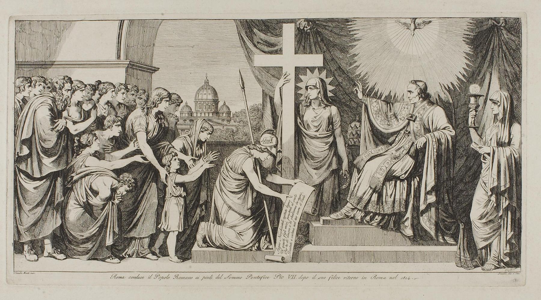 Roma fører det romerske folk til Pius 7. efter hans tilbagevenden til Rom 1814, E939