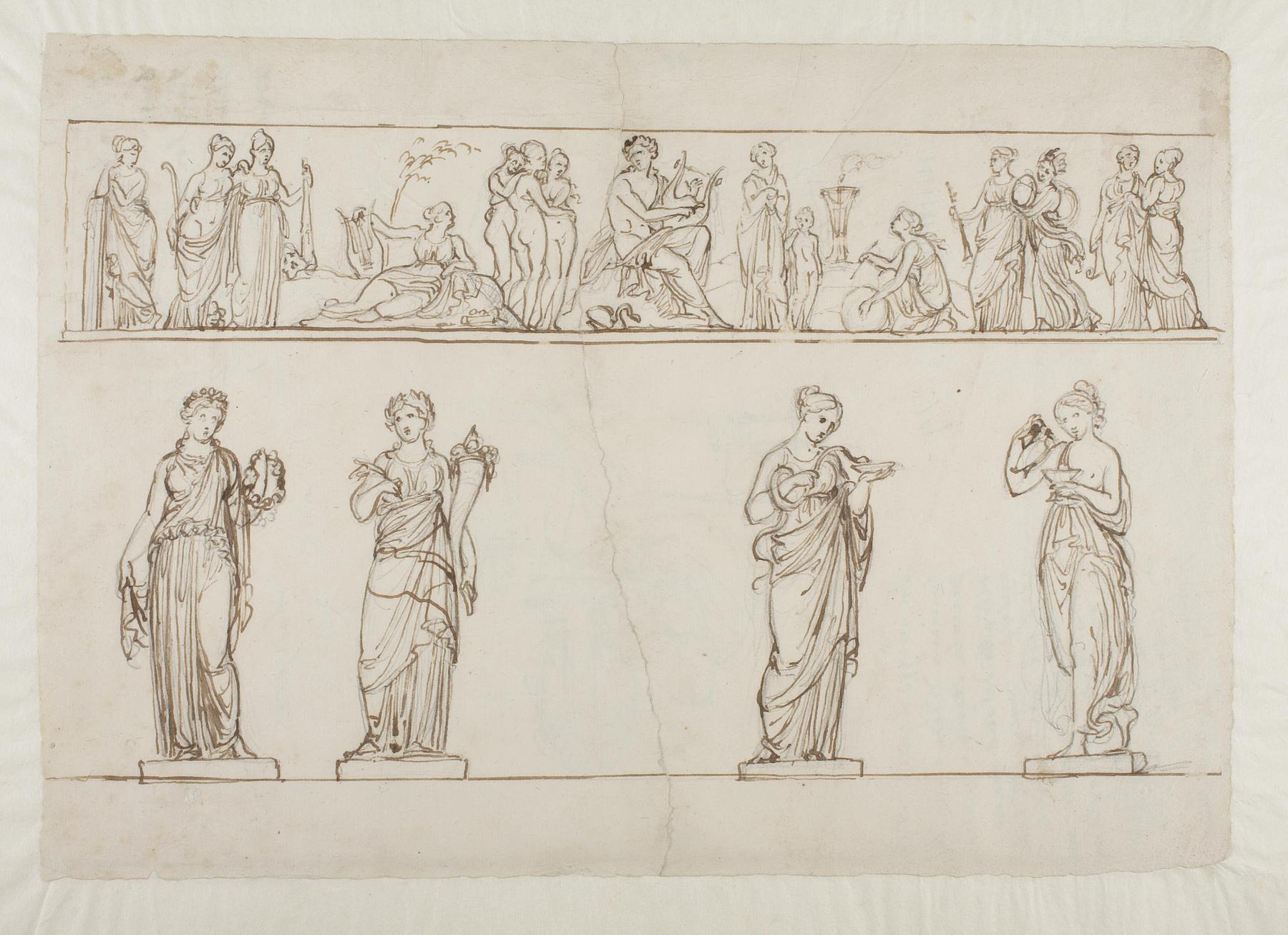Apollon. Gratierne og Muserne. Statuer af Flora, Pommona, Hygieia og Hebe, C42r
