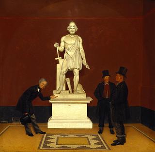 B451 A.F. Tscherning Showing Two Peasants the Statue of Vulcan in the Thorvaldsens Museum