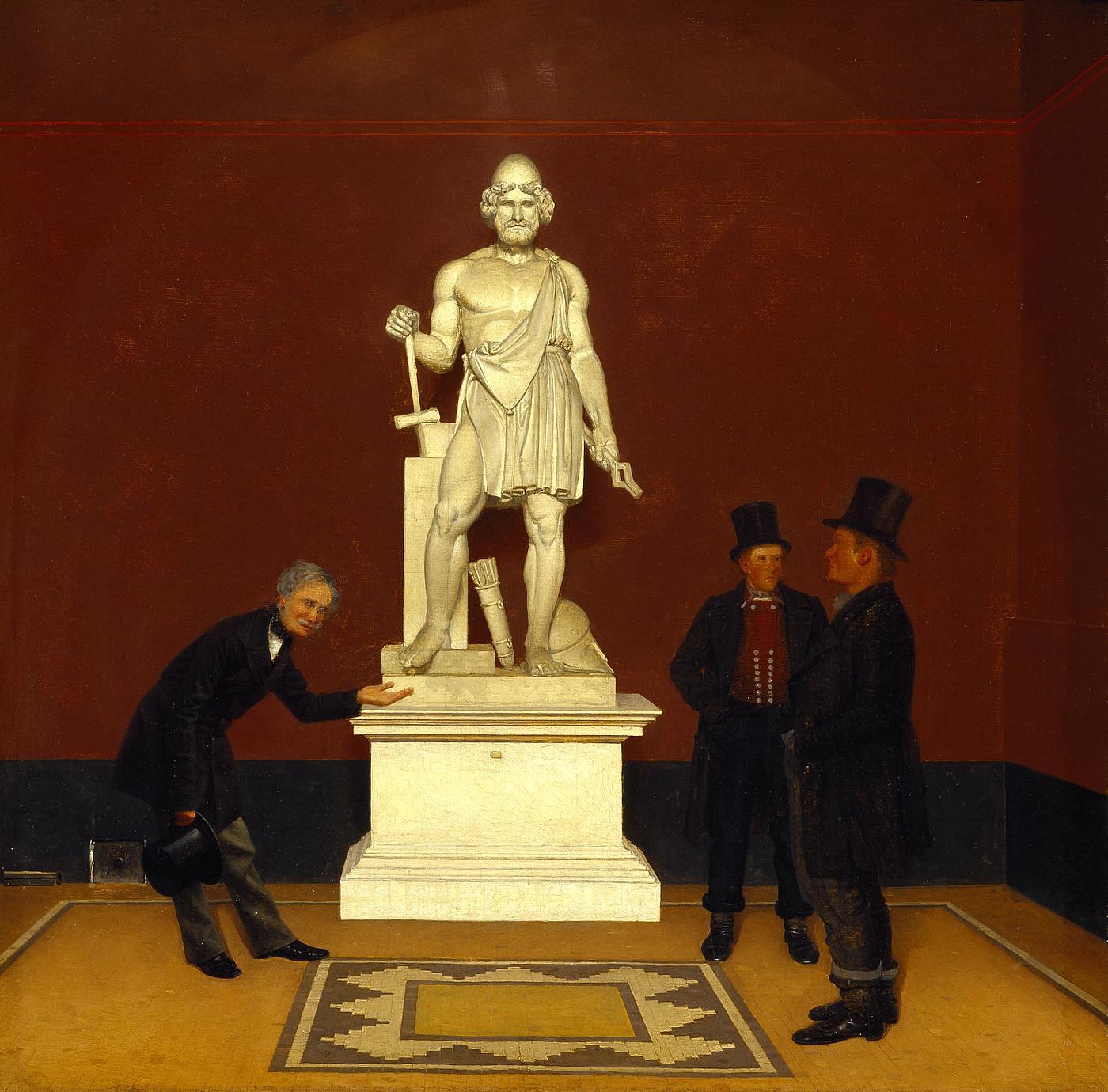 A.F. Tscherning Showing Two Peasants the Statue of Vulcan in the Thorvaldsens Museum, B451