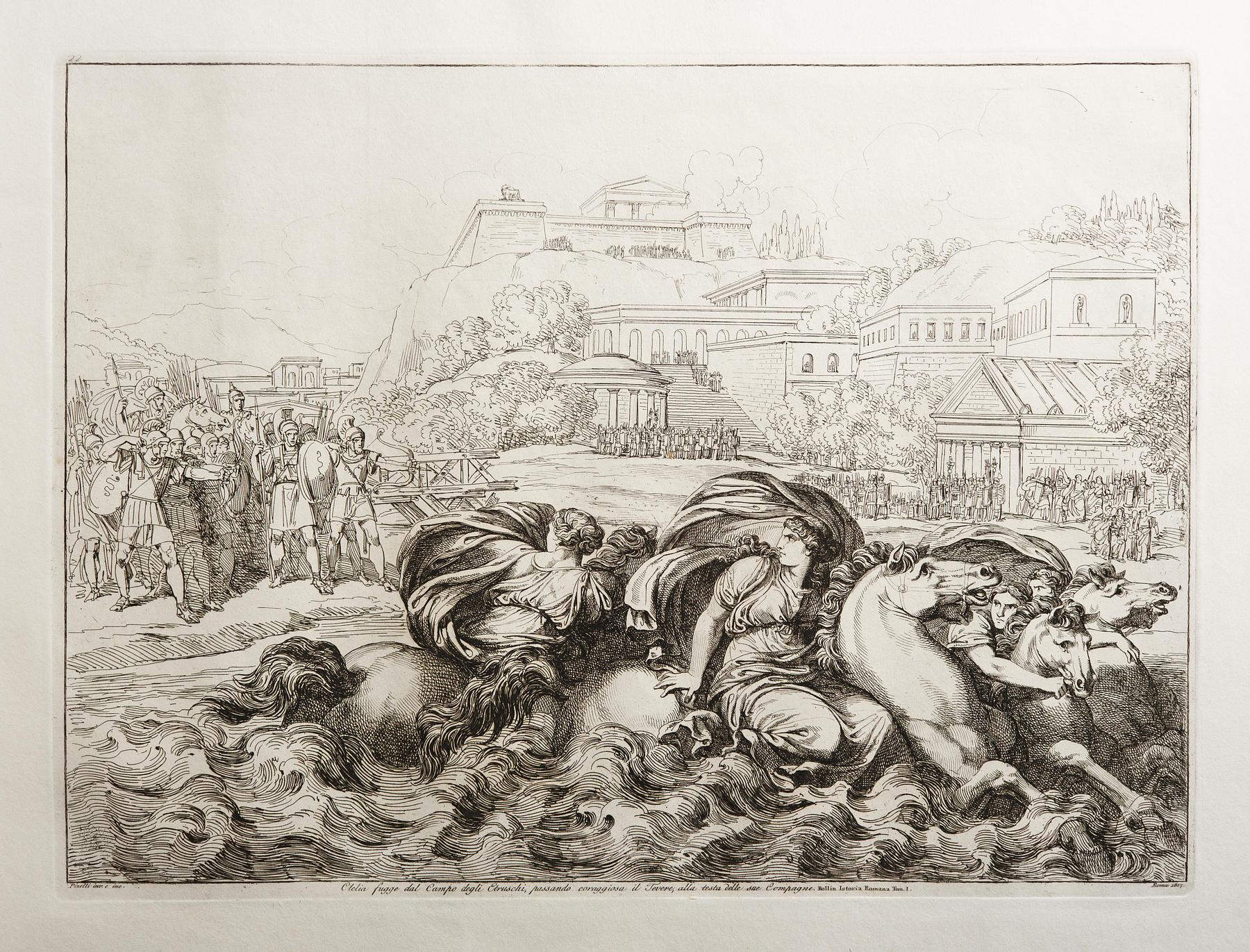 Clelia fugge dal Campo degli Etruschi, passando coraggiosa il Tevere, alla testa delle sue Compagne, E943,25