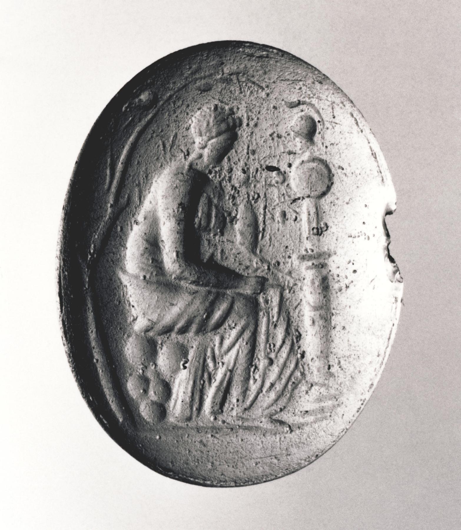 Trojansk præstinde (?) siddende ved Palladiet, I1094