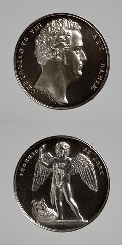 F24 Medal obverse: King Christian VIII of Denmark. Medal reverse: The Genius of Light