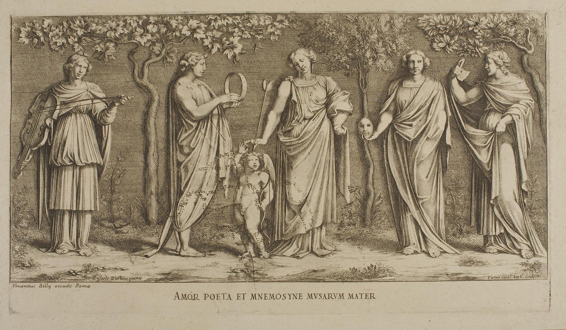 Amor Poeta et Mnemosyme Musarem mater (Cupid, Mnemosyne and Four other Muses), E297