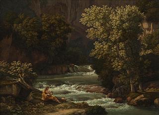 B141 View of the Ponte Lupo near Tivoli, with a Person Playing the Lyre in the Foreground