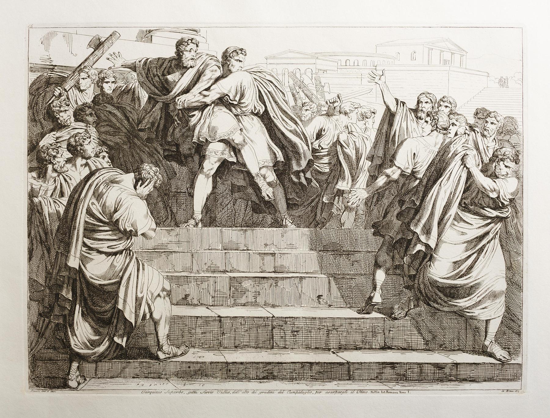 Tarquinius Superbus kaster Servius Tullius ned ad trappen på Kapitol, E943,14