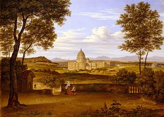 B147 View of St. Peter's Basilica from the Villa Doria Pamphili's Gardens