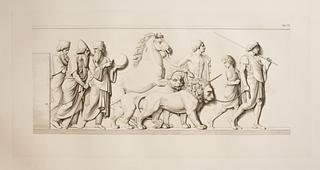 E35,7 Tre kaldæiske astrologer, perser med en løve og dreng med en tiger