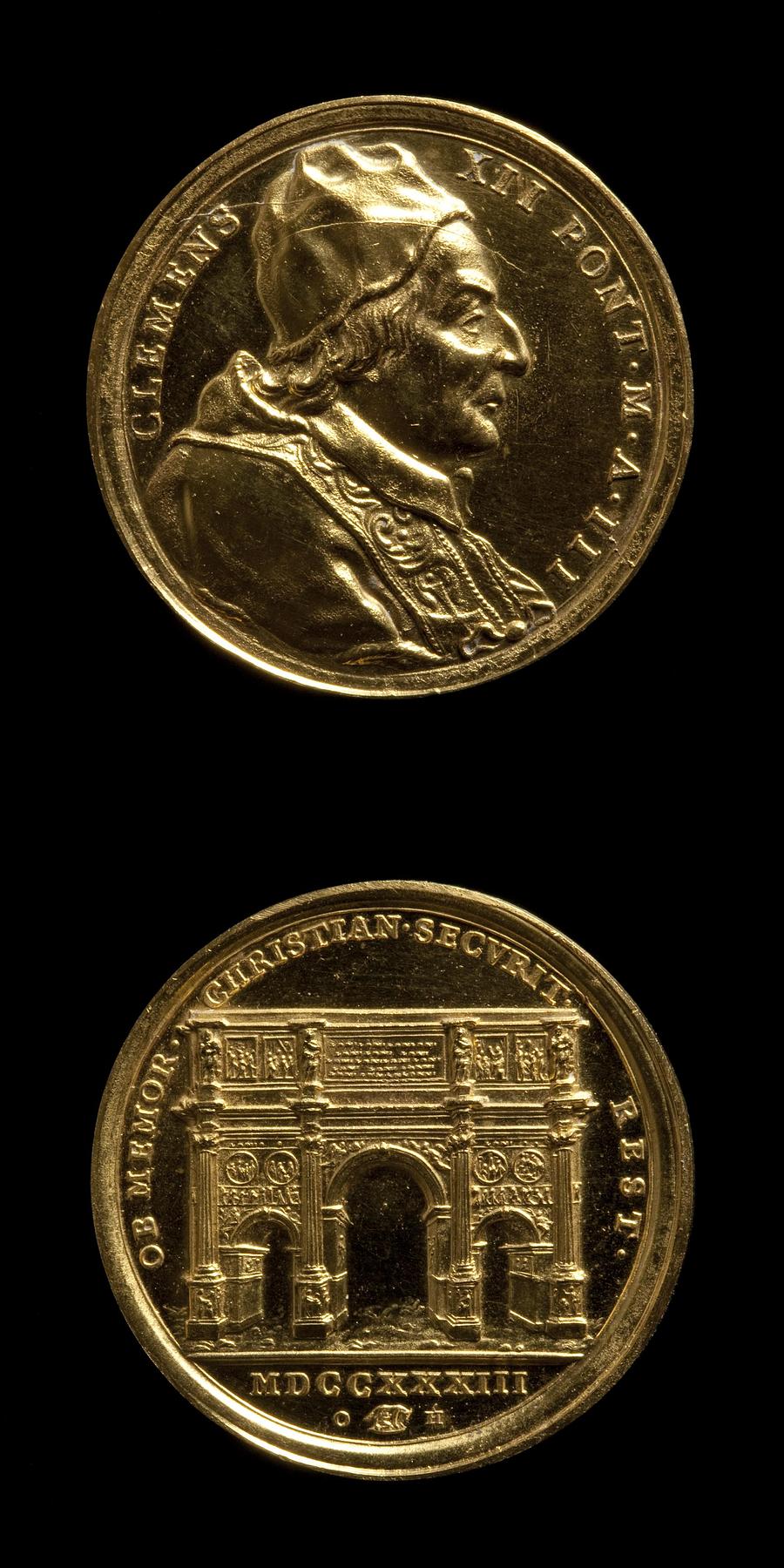 Medal obverse: Pope Clement XII. Medal reverse: Arch of Constantine, F29