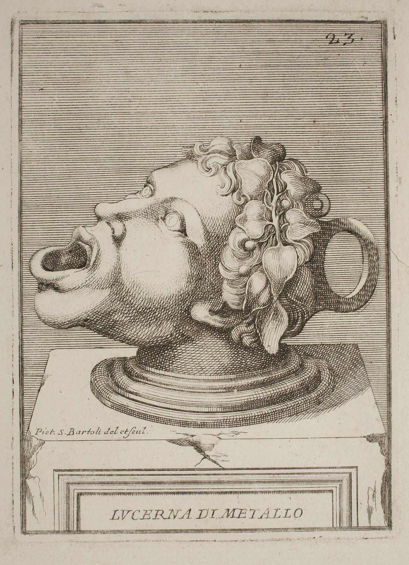 Lamp in the shape of a man's head with a Vine Branch in his hair, E1533