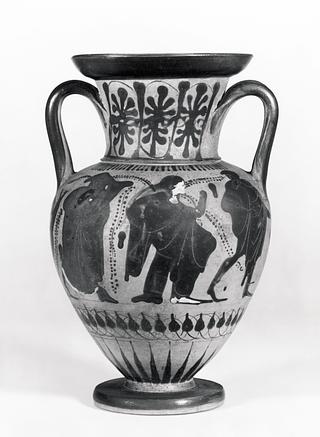 H512 Amfora med Ariadne, Theseus og Dionysos (?) (A) og Ajax og Achilleus (B)
