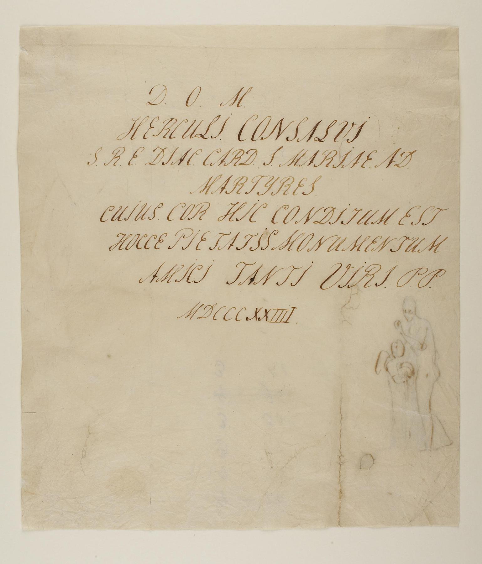 Draft of the inscription on the Monument to Cardinal Consalvi, C275r