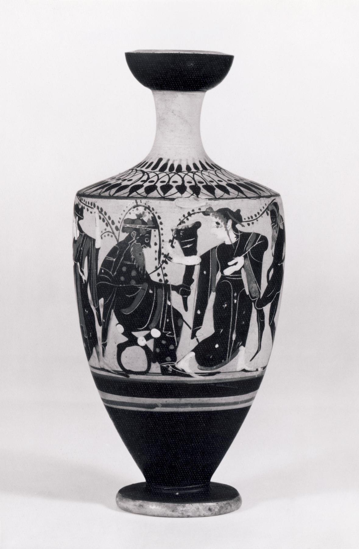 Lekythos with Dionysus among sileni, maenads, and youths, H515