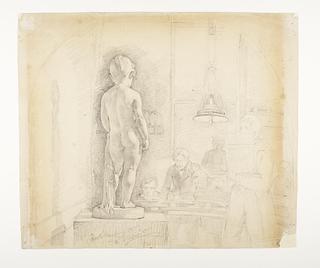 D1840 Pupils from the Royal Academy of Fine Arts in Copenhagen Draw after Thorvaldsen's Statue of Georgiana Elizabeth Russel
