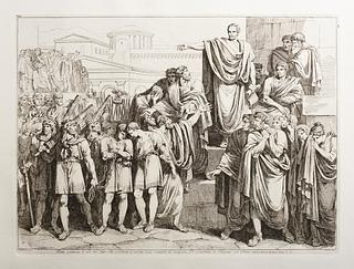 E943,19 Brutus dømmer sine to sønner Tito og Tiberus til døden