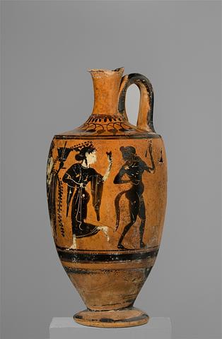 H514 Lekyth med Dionysos blandt silener og mænader