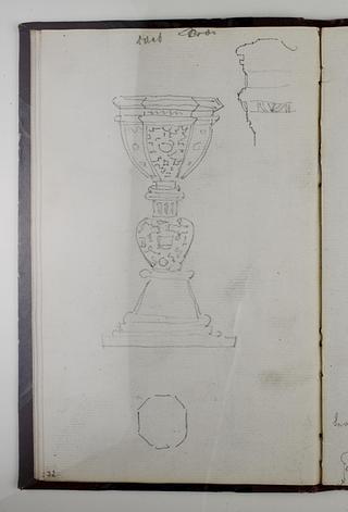 D1778,32 Baptismal Font of Nordic Origin, Plan, Elevation and Section