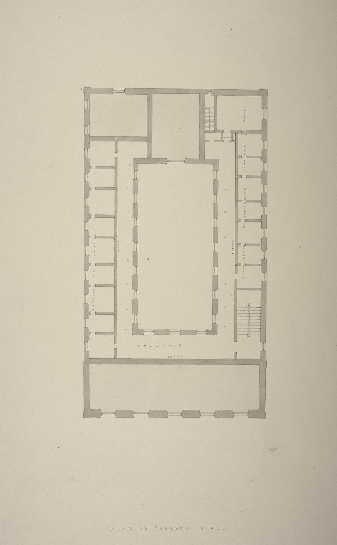 Thorvaldsens Museum, plan af første sal, D806
