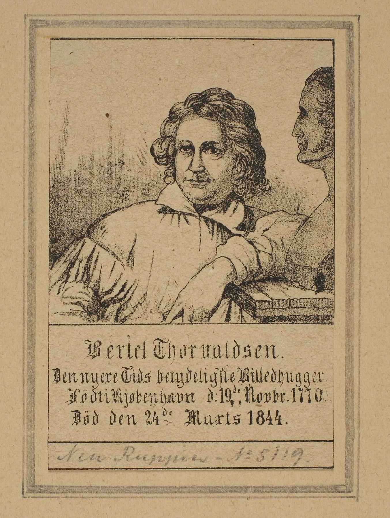 Portrait of Thorvaldsen modelling the bust of Vernet, E2325