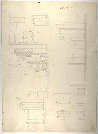 D1086 Konstantin-buen, profil af entablatur, kapitæler og postamenter