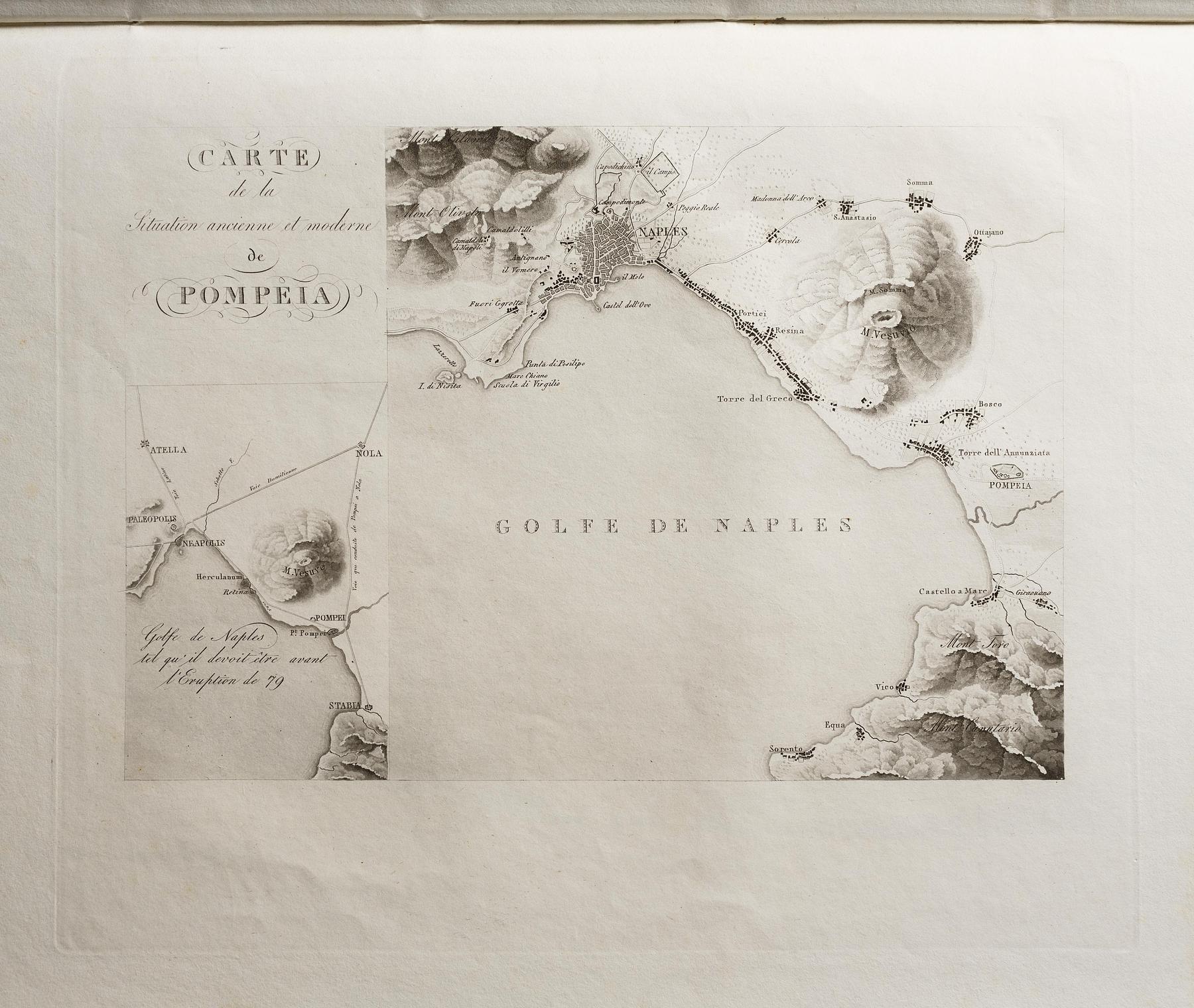 Kort, der viser det antikke og det moderne Pompeji, E550,55