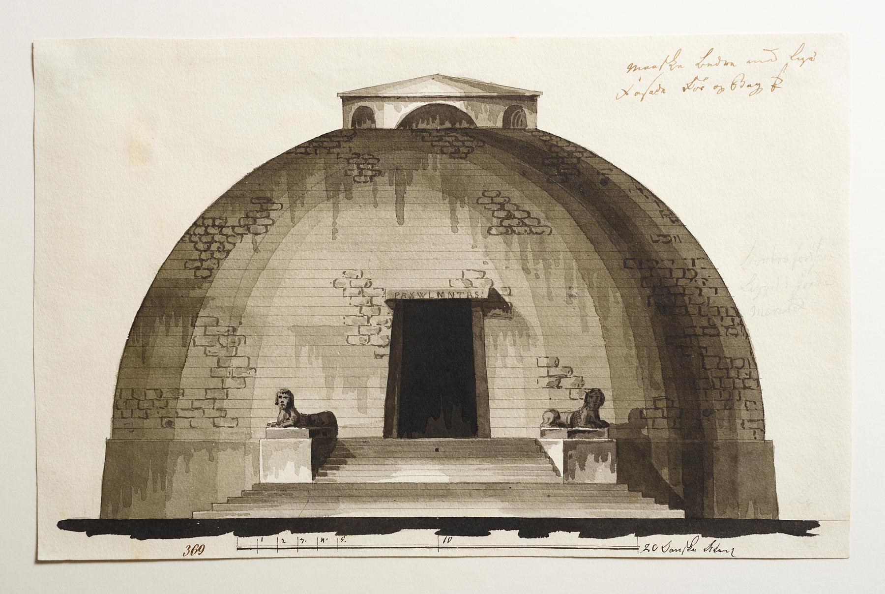 Sketch for a Mausoleum or Sepulchral Chapel in Antique Style, Elevation of Facade, D857
