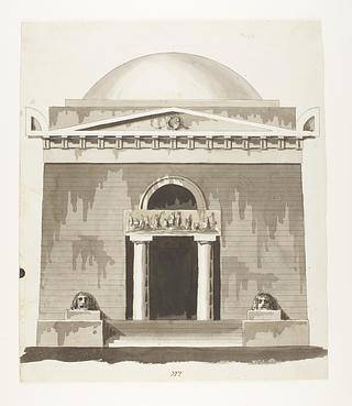 D860 Udkast til et mausoleum eller gravkapel i antik stil, opstalt af facade
