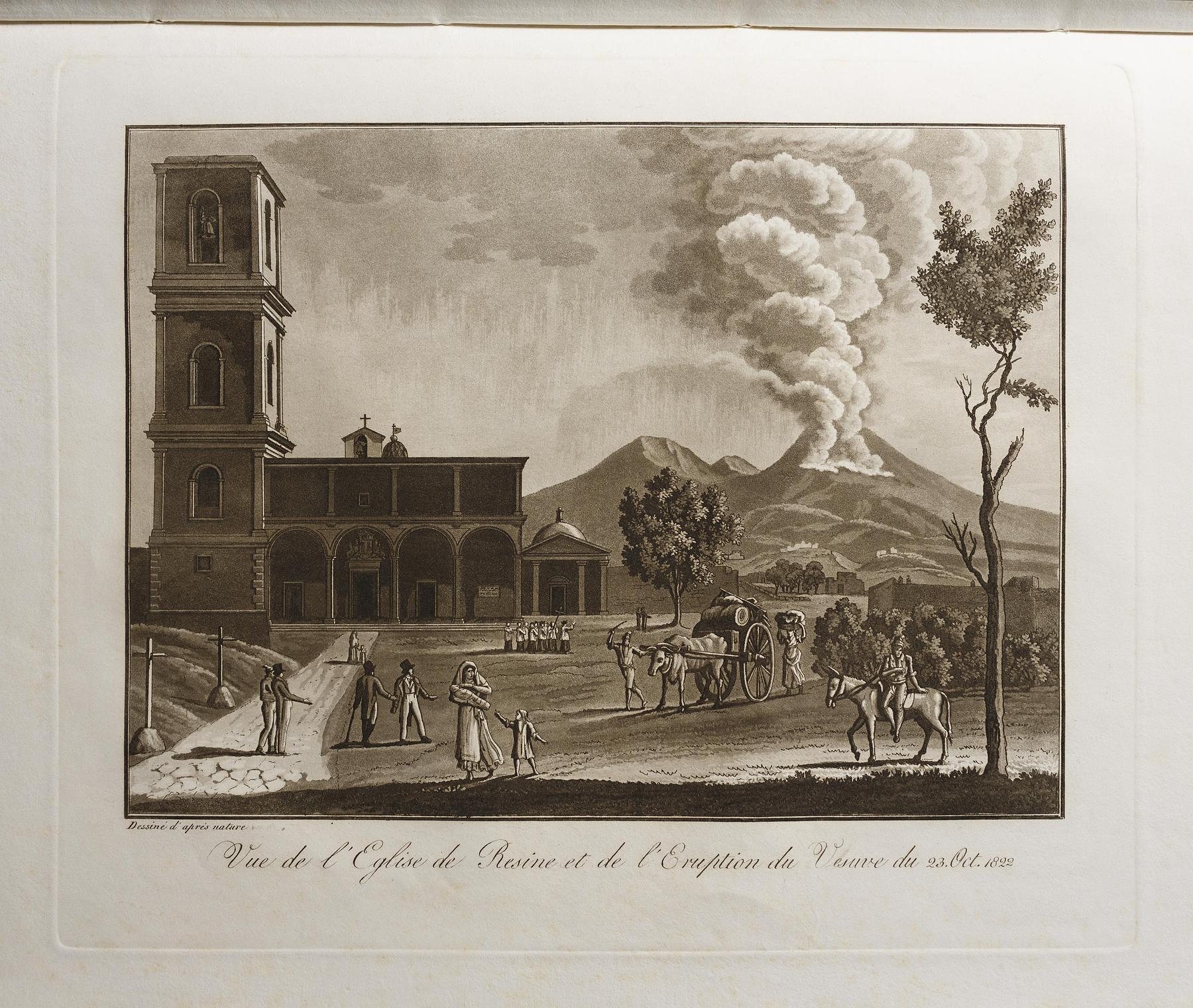 Prospekt af kirken i Resina og Vesuvs udbrud 23. oktober 1822, E550,54
