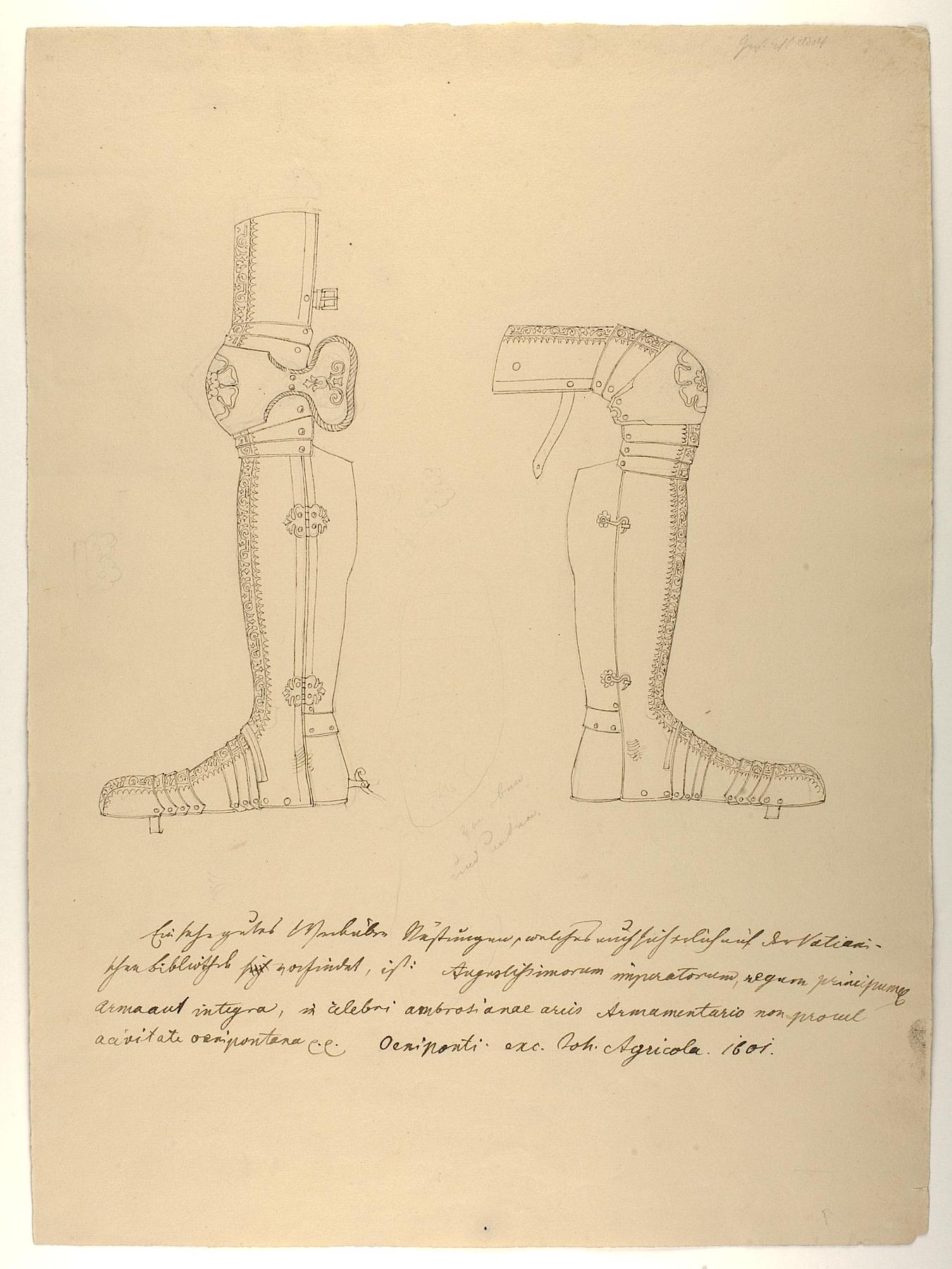 Rustningsdele til knæ, skinneben og fod, højre og venstre side, D1547