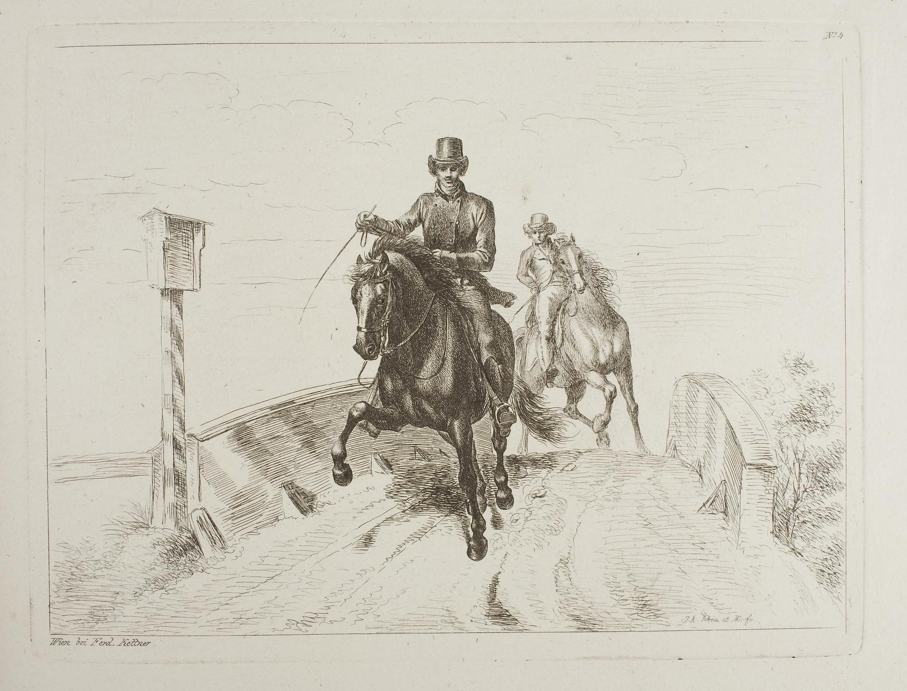 Two Riders at a Galop on a Bridge, E667,4