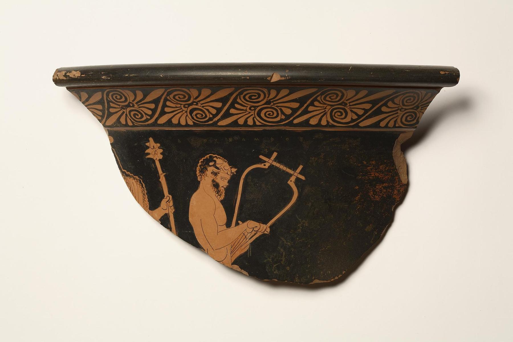 Krater with Dionysos and a satyr playing the lyre, H597