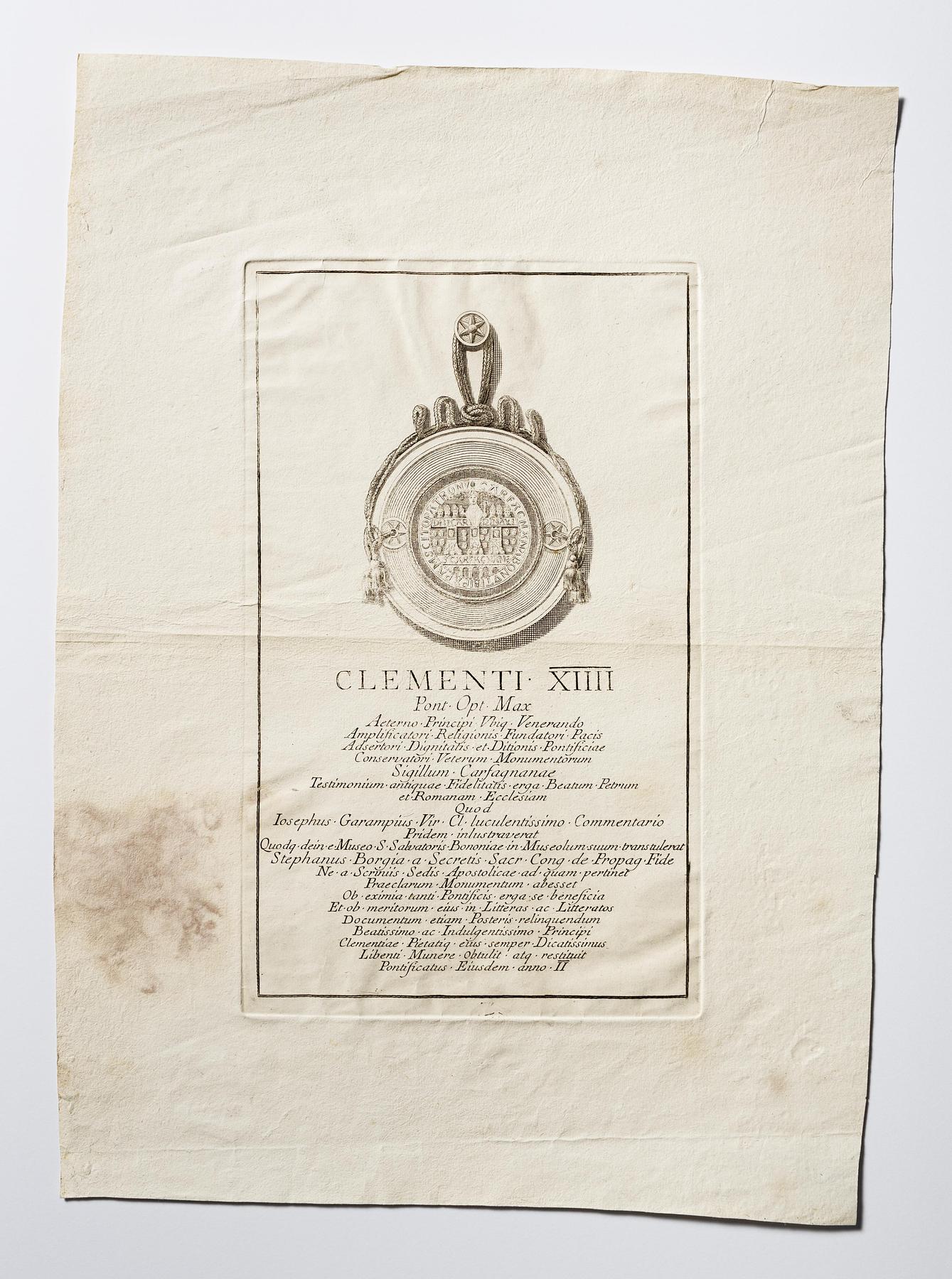 Sigillum Caragnanae, Seal, dedicated to Clement 14., E1613