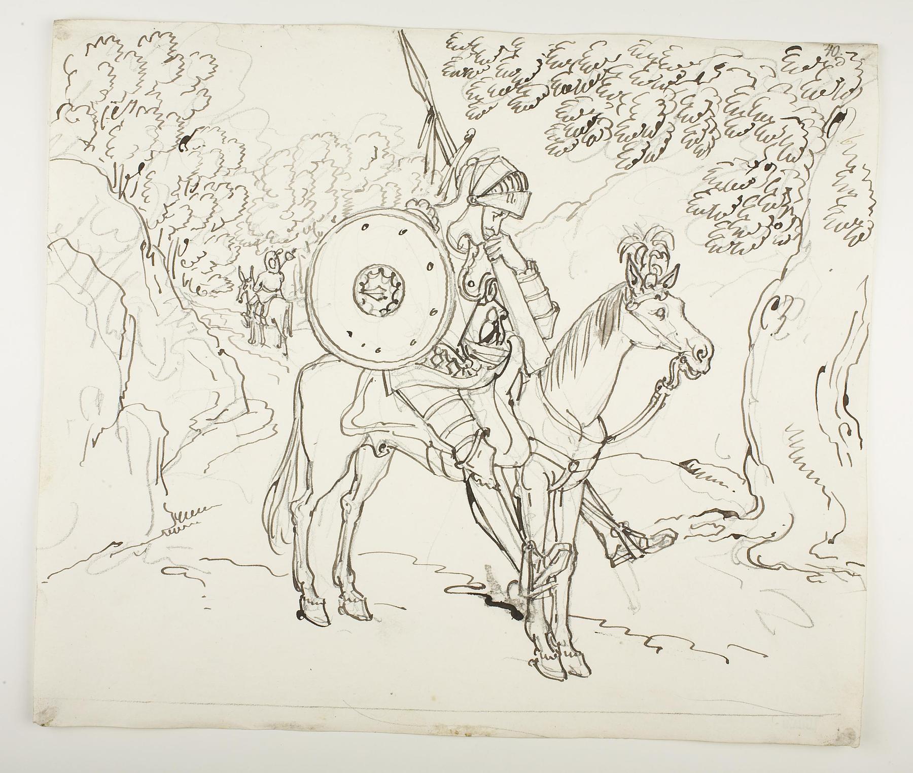 Don Quixote og Sancho Panza rider hver sin vej, D596