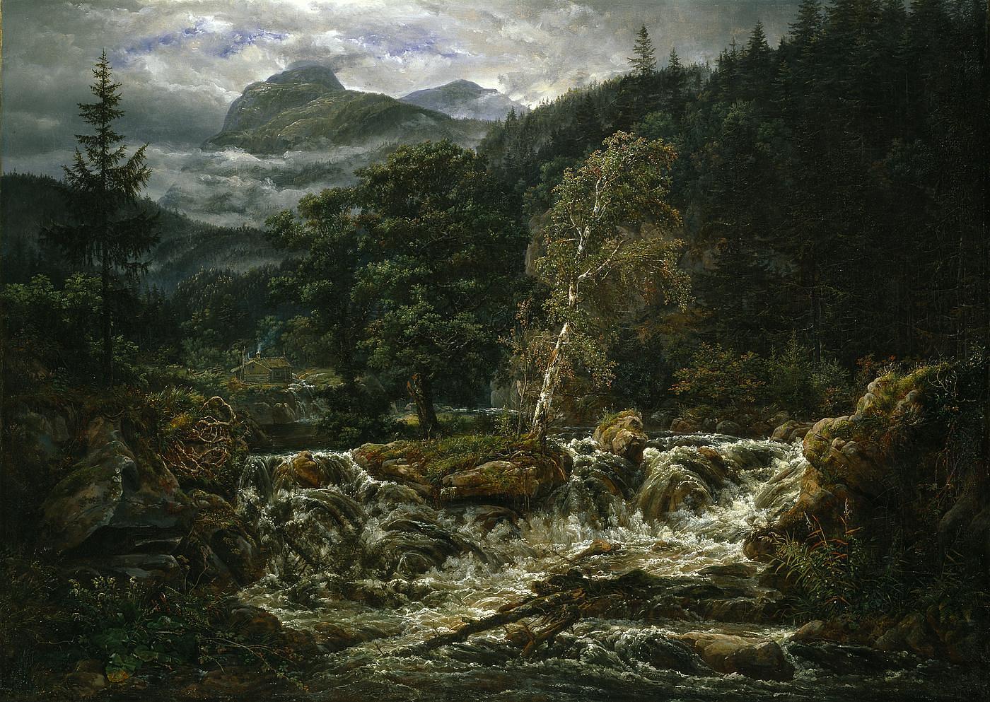 Norwegian Mountain Landscape with Waterfall, B184