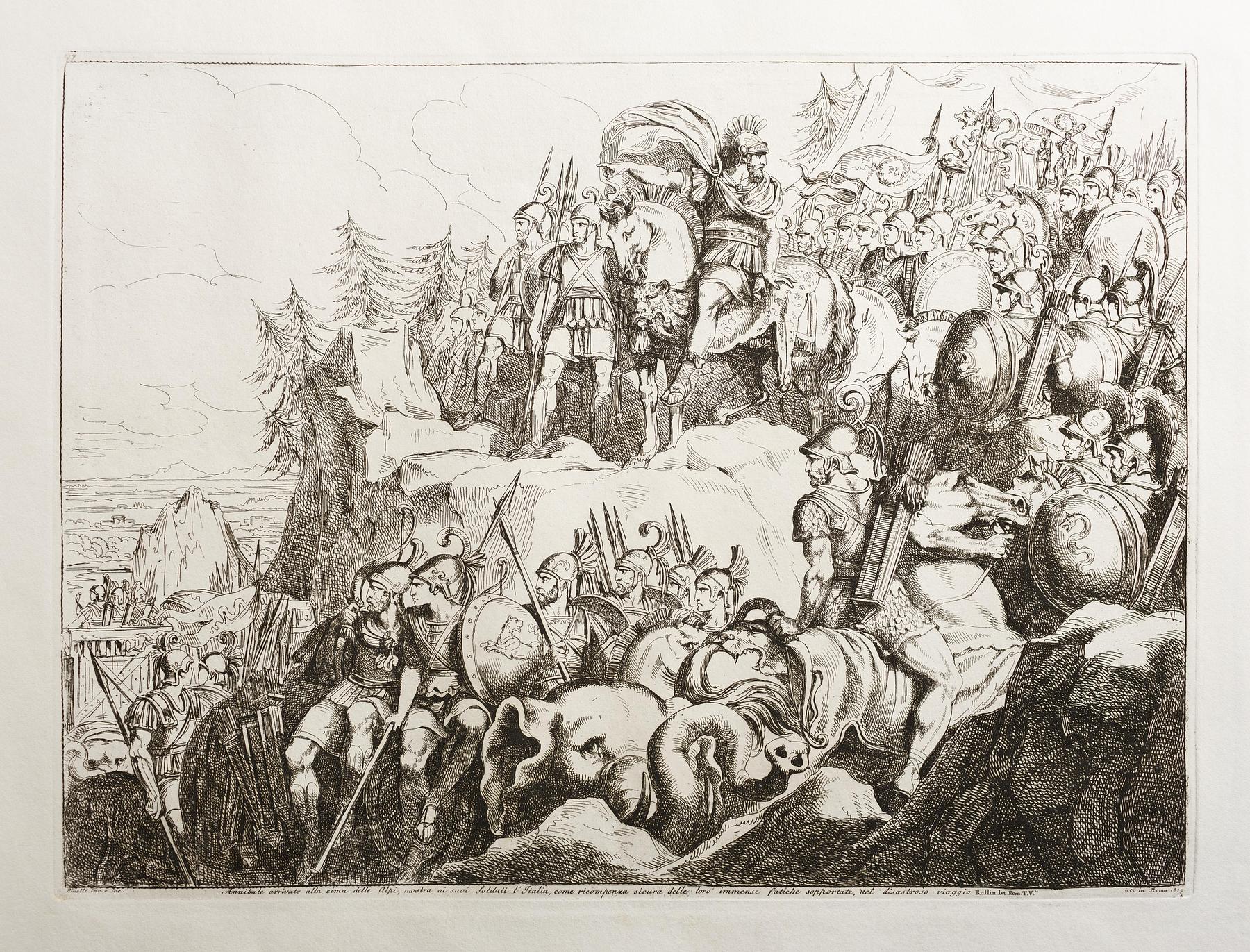 Hannibal at the peak of the Alps showing Italy to his soldiers, E943,54