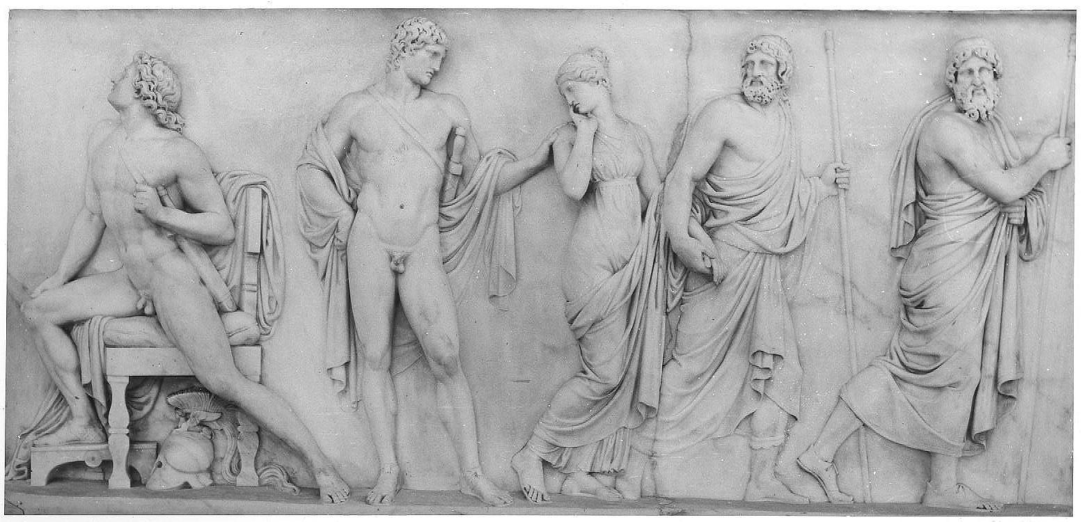 Briseis føres væk fra Achilleus af Agamemnons herolder, AX357